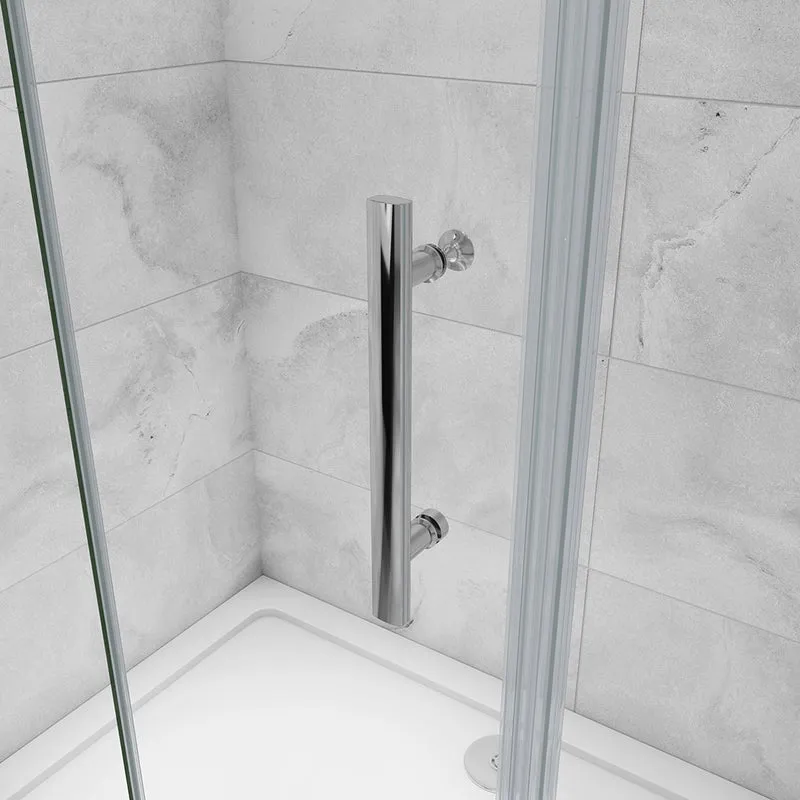 Aica porte de douche pivotante 100-160 x185cm ou 195cm porte de douche pliante avec un élément fixe en 6mm verre anticalcaire