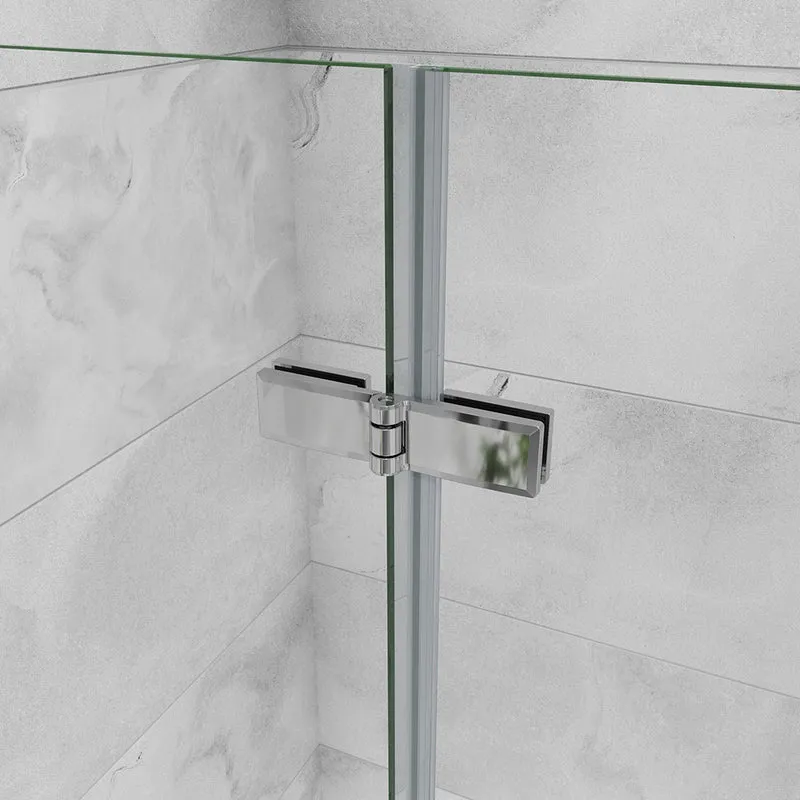 Aica porte de douche pivotante 100-160 x185cm ou 195cm porte de douche pliante avec un élément fixe en 6mm verre anticalcaire
