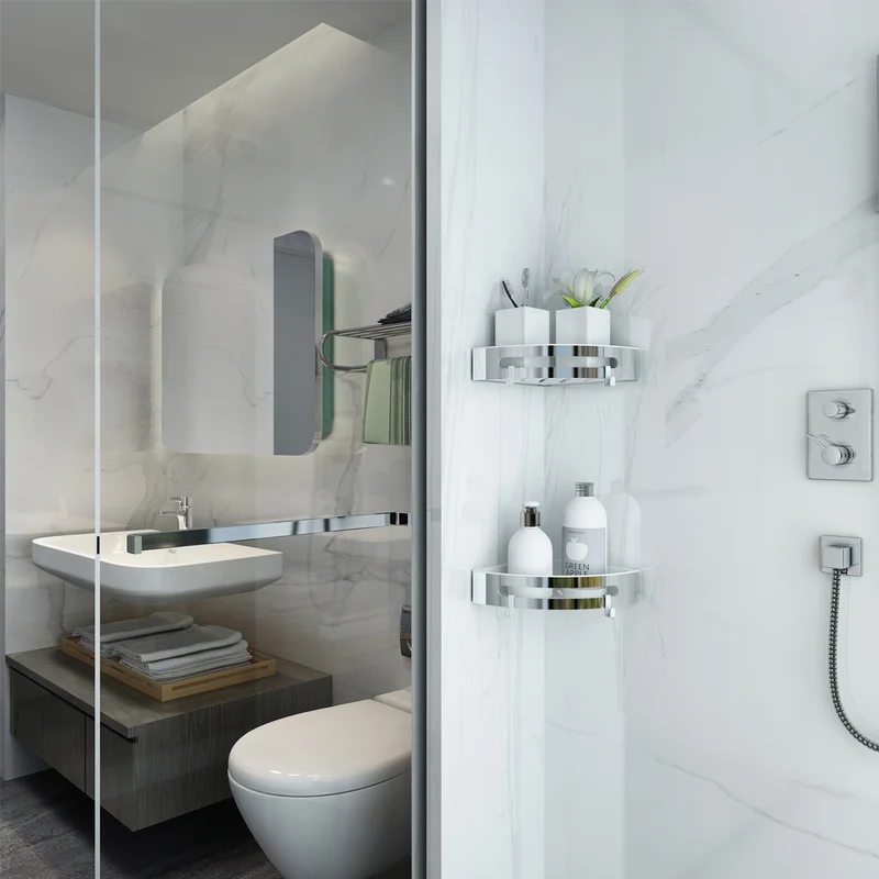 Etagère de douche en acier inoxydable-panier de douche-20.5x20.5x5 panier 1/4 de rond salle de bain
