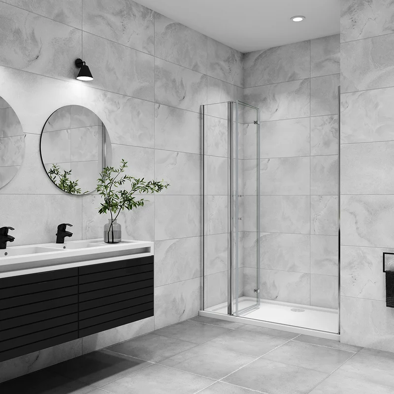 Aica porte de douche pivotante en 6mm verre anticalcaire porte de douche pliante avec un élément fixe