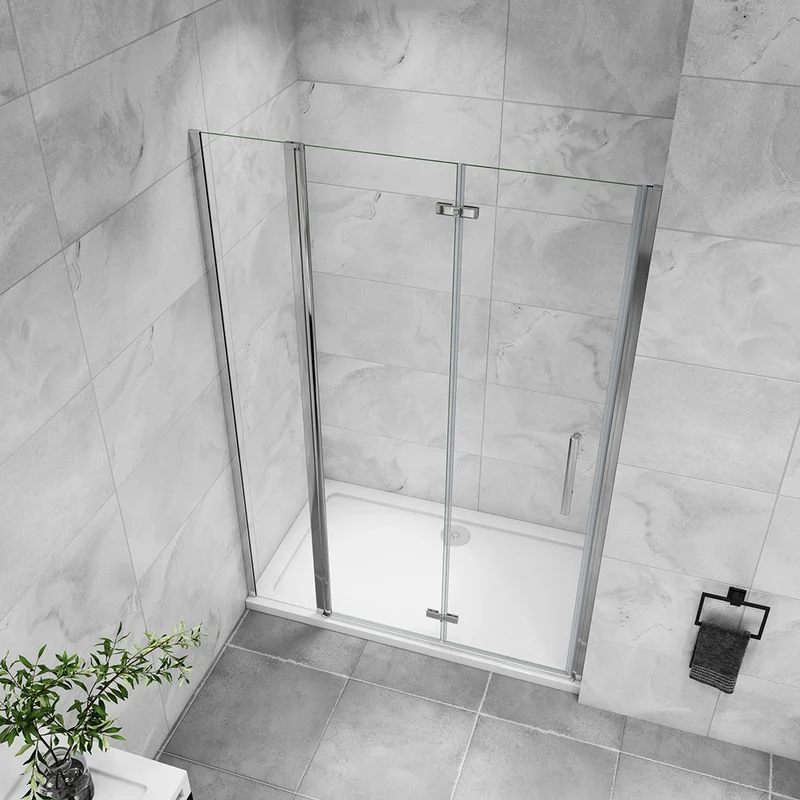 Aica porte de douche pivotante en 6mm verre anticalcaire porte de douche pliante avec un élément fixe