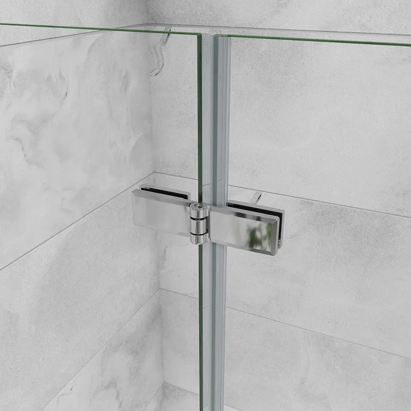 Aica porte de douche pivotante en 6mm verre anticalcaire porte de douche pliante avec un élément fixe