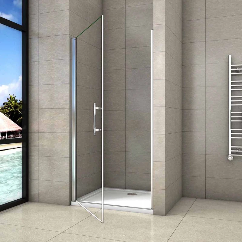 AICA porte de douche pivotante en 6mm verre anticalcaire porte de douche Hauteur 180cm Installation en niche