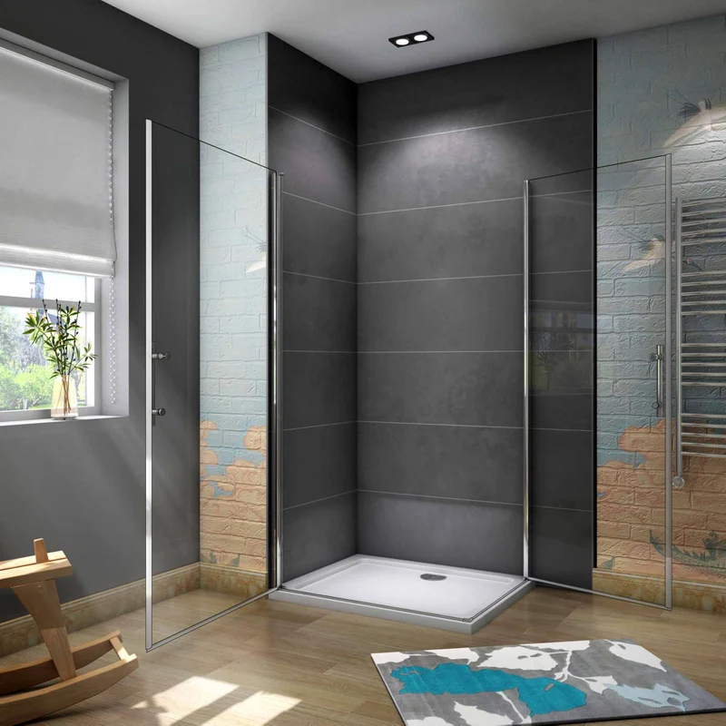 AICA cabine de douche battante Hauteur 180cm verre 6mm anticalcaire
