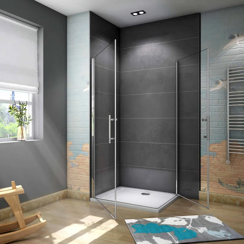 AICA cabine de douche battante Hauteur 180cm verre 6mm anticalcaire