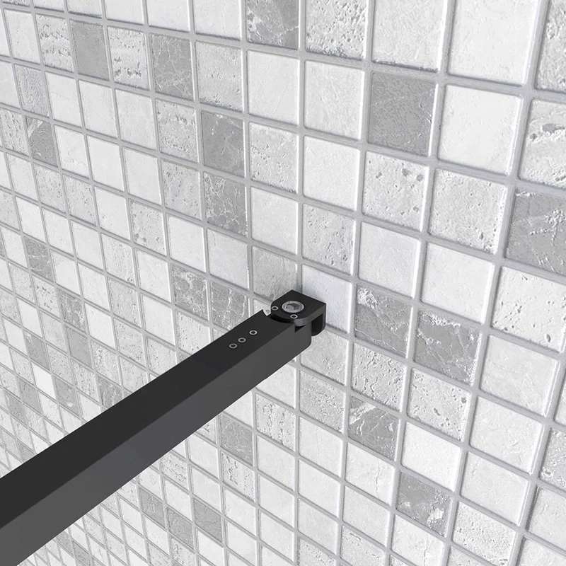 AICA paroi de douche à l'italienne noire 50-160cm avec un retour pivotant 40cm en 8mm verre anticalcaire avec une barre de extensible 73-120cm