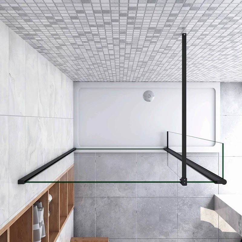 AICA paroi de douche à l'italienne 50-160cm avec un retour pivotant 40cm en 8mm verre anticalcaire avec une barre de stabilisation 90cm