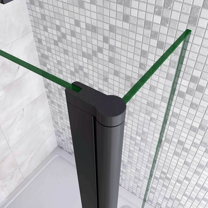 AICA paroi de douche à l'italienne 50-160cm avec un retour pivotant 40cm en 8mm verre anticalcaire avec une barre de stabilisation 90cm