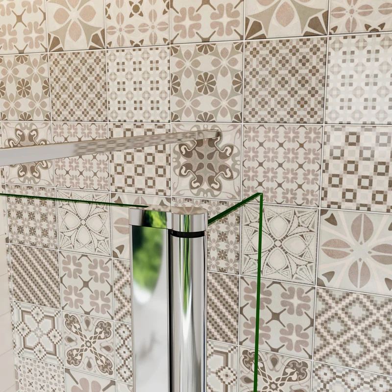 Aica paroi de douche à l'italienne en verre bande centrale sablé avec retour pivotant de 30cm et une barre de fixation extensible de 73-120cm