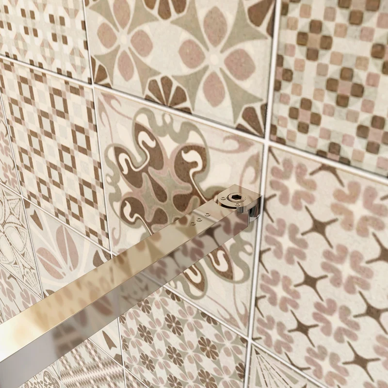 Aica paroi de douche à l'italienne en verre bande centrale sablé avec retour pivotant de 30cm et une barre de fixation extensible de 73-120cm