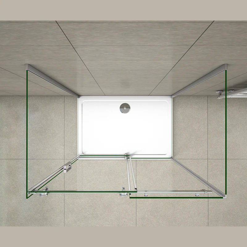 AICA cabine de douche en forme U une porte de douche coulissante avec 2 paroi latérales hauteur:195cm