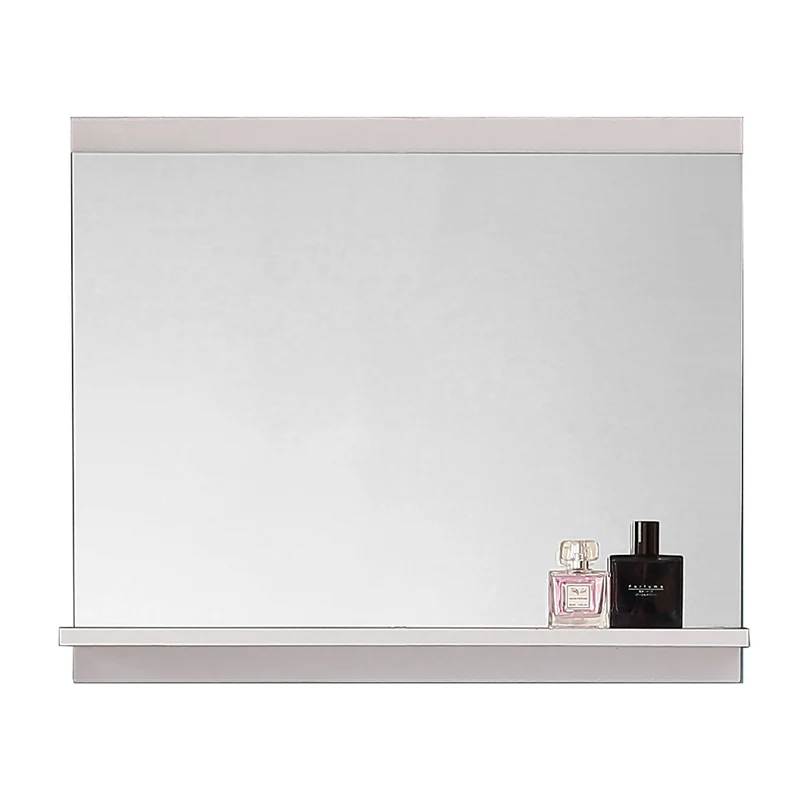 Aica Miroir De Salle De Bain Avec Tablette Miroir De Courtoisie 60(l)x12(p)x50cm(h) Blanc/Chêne