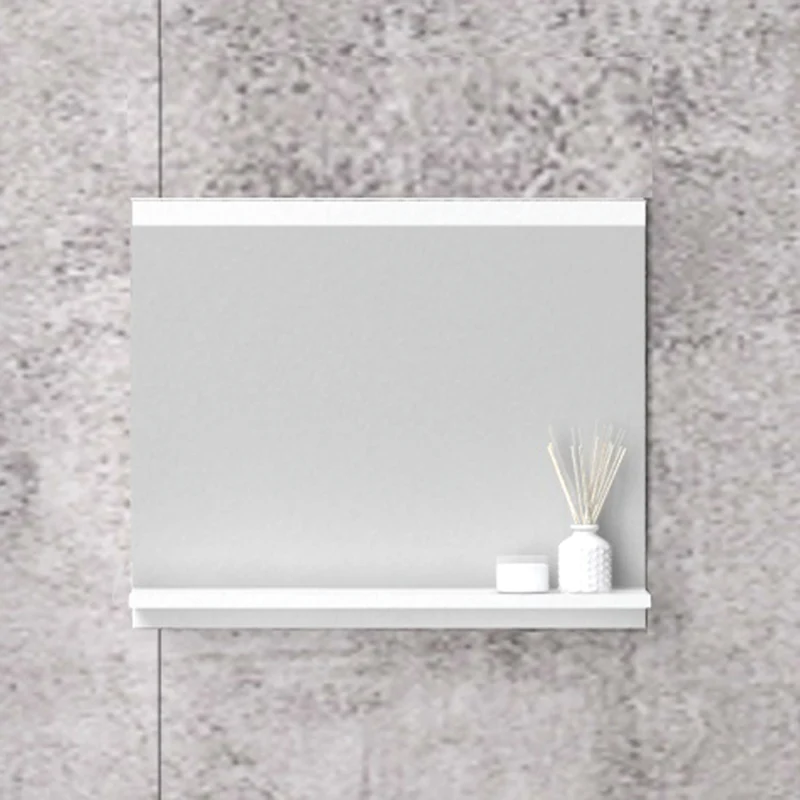 Aica Miroir De Salle De Bain Avec Tablette Miroir De Courtoisie 60(l)x12(p)x50cm(h) Blanc/Chêne