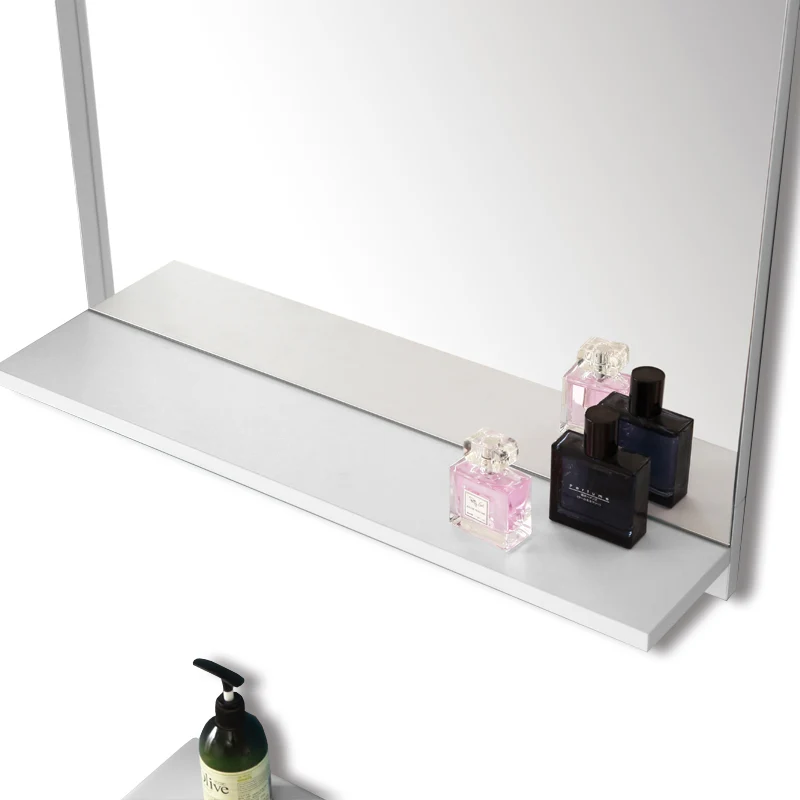 Aica Miroir De Salle De Bain Avec Tablette Miroir De Courtoisie 60(l)x12(p)x50cm(h) Blanc/Chêne
