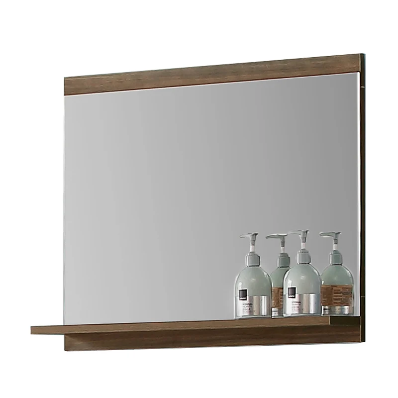 Aica Miroir De Salle De Bain Avec Tablette Miroir De Courtoisie 60(l)x12(p)x50cm(h) Blanc/Chêne