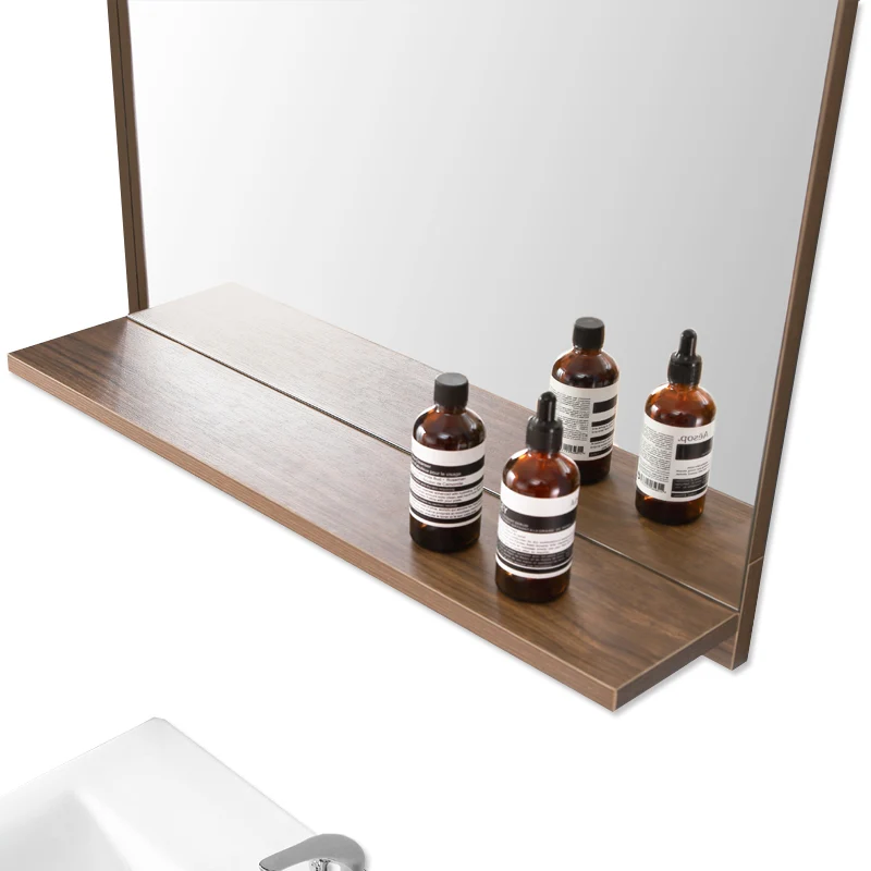 Aica Miroir De Salle De Bain Avec Tablette Miroir De Courtoisie 60(l)x12(p)x50cm(h) Blanc/Chêne