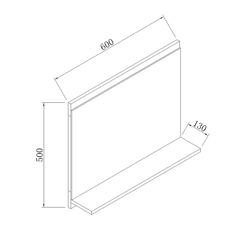 Aica Miroir De Salle De Bain Avec Tablette Miroir De Courtoisie 60(l)x12(p)x50cm(h) Blanc/Chêne