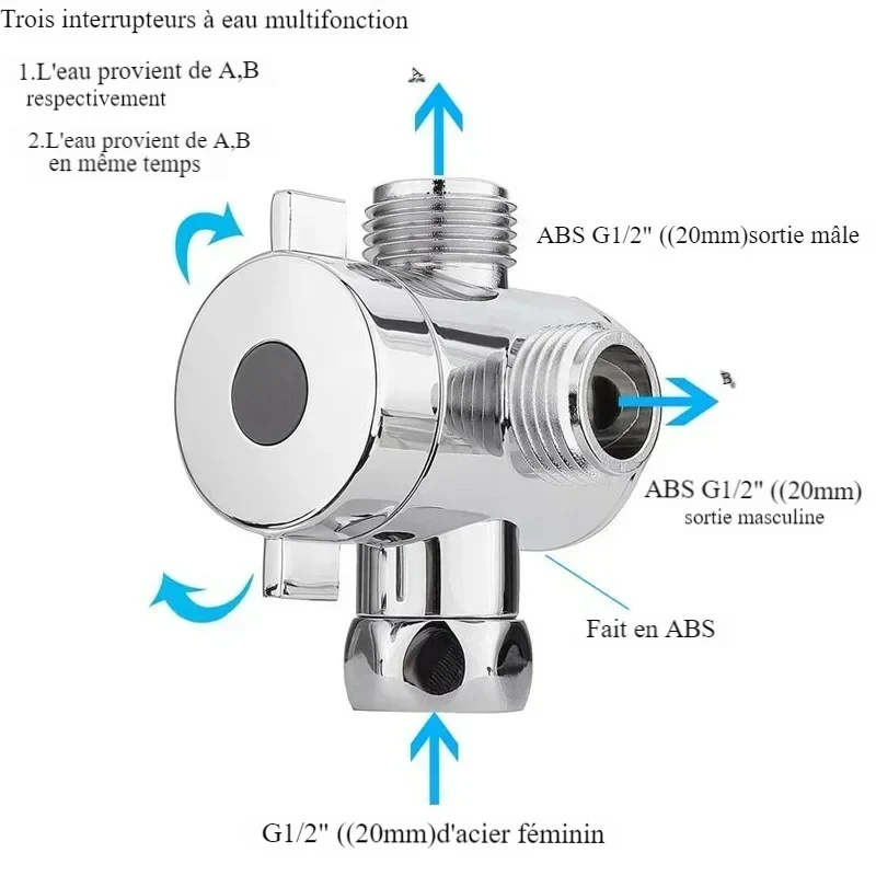 Robinet WC 3 voies en ABS