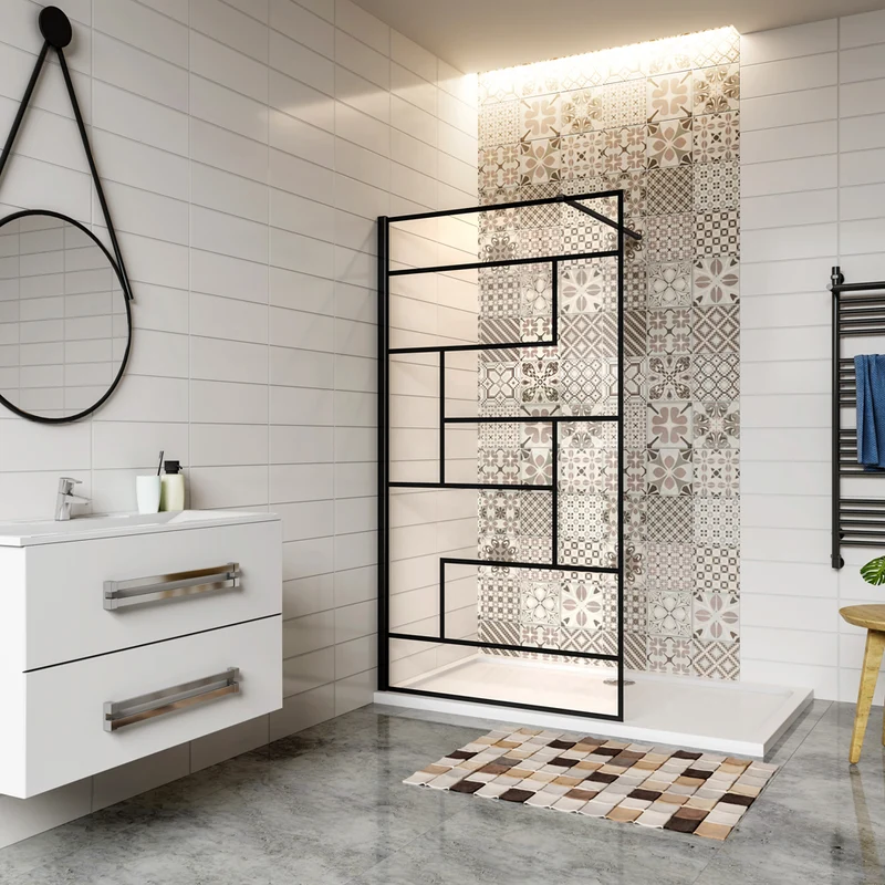 AICA paroi de douche 70-140 x200cm paroi de douche à l'italienne en 8mm verre anticalcaire style moderne avec barre de fixation 90cm