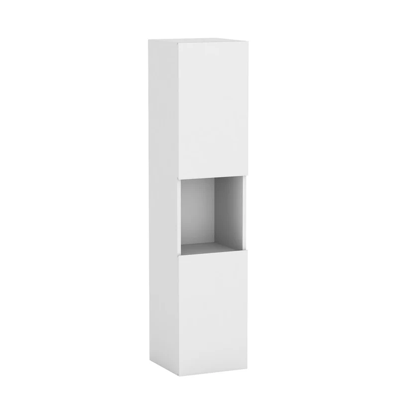 300x300x131.5cm Meuble de rangement pour salle de bain, colonne de salle de bain blanc/anthracite/bois clair à suspendre, avec porte et niche