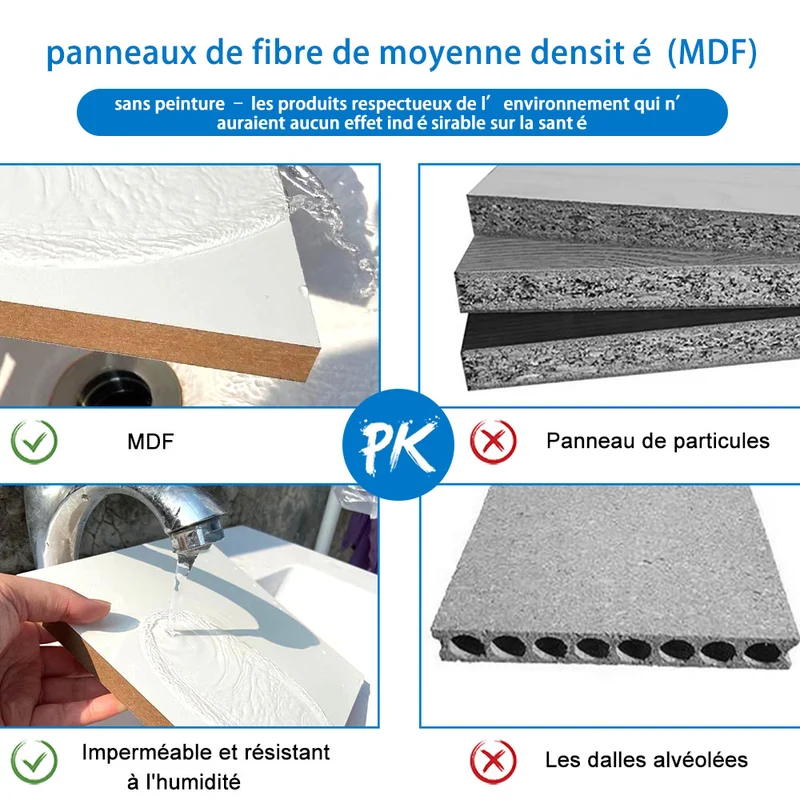 300x300x131.5cm Meuble de rangement pour salle de bain, colonne de salle de bain blanc/anthracite/bois clair à suspendre, avec porte et niche