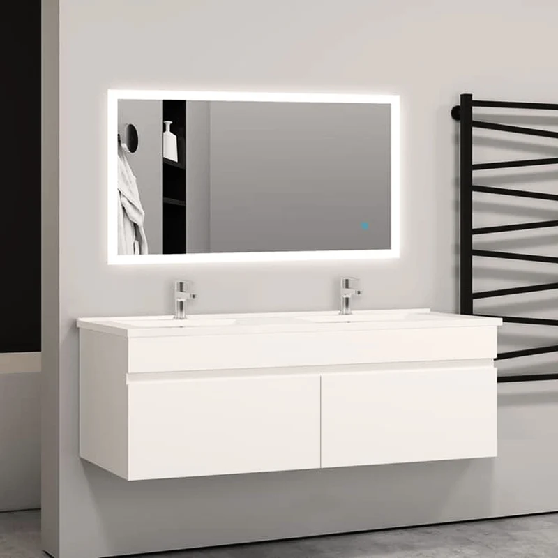 meuble de salle de bain meuble de rangement sous vasque avec lavabo 120cm à suspendre