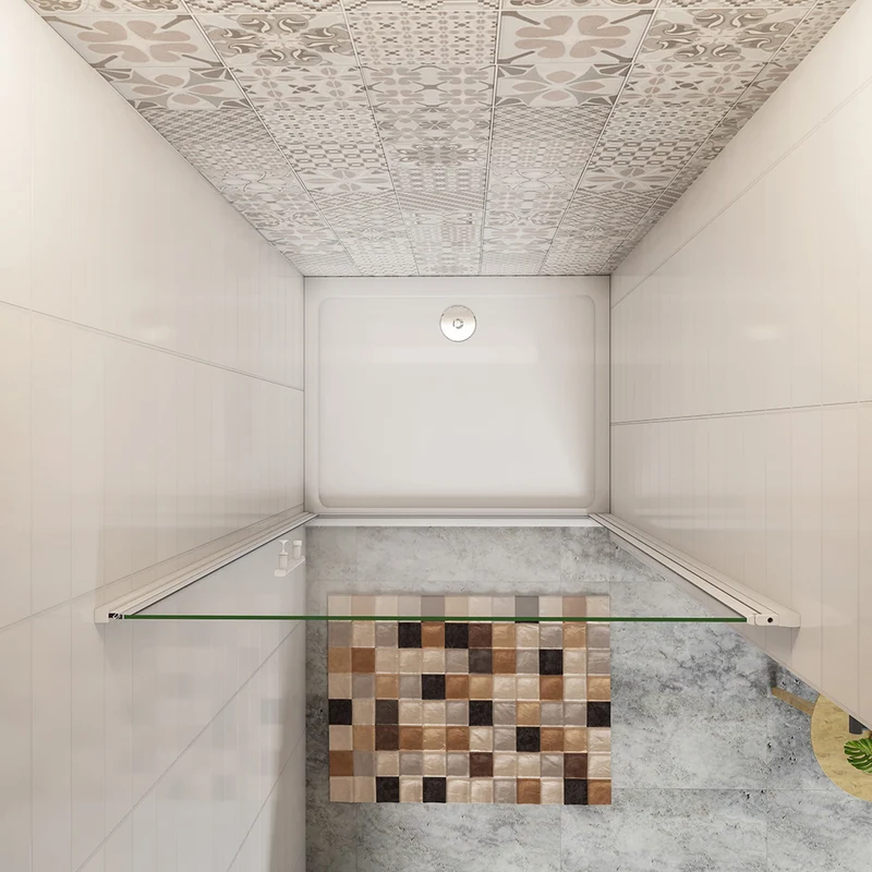 AICA porte de douche pivotante 70-100 x 185cm profilé blanc en verre transparent