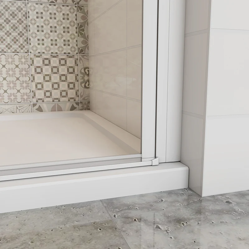 AICA porte de douche pivotante 70-100 x 185cm profilé blanc en verre transparent