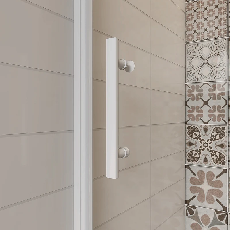 AICA porte de douche pivotante 70-100 x 185cm profilé blanc en verre transparent