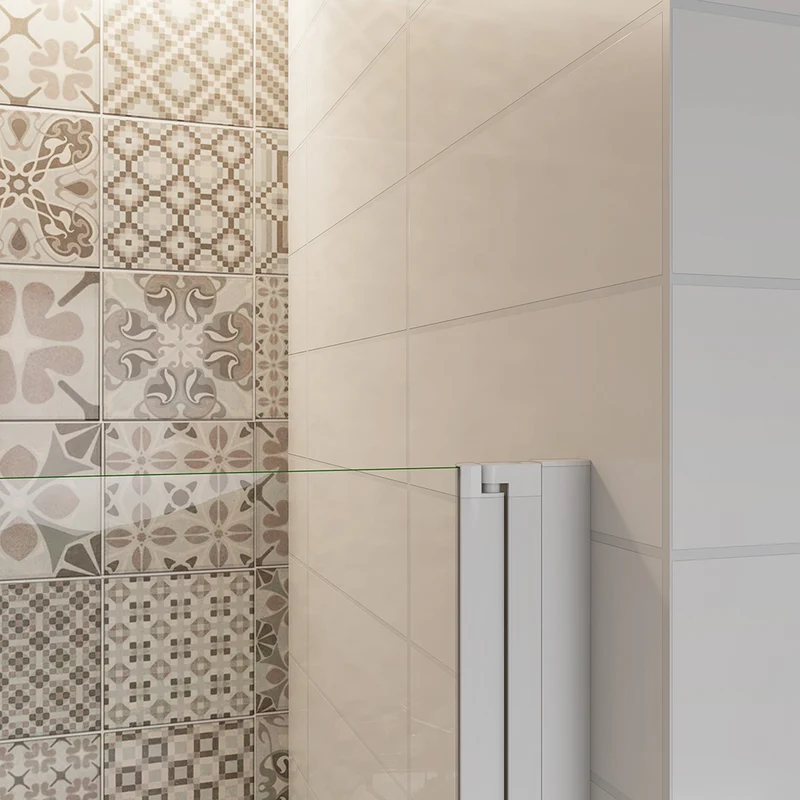 AICA porte de douche pivotante 70-100 x 185cm profilé blanc en verre transparent
