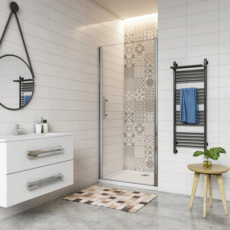 AICA porte de douche pivotante 80-100cm avec un receveur de douche