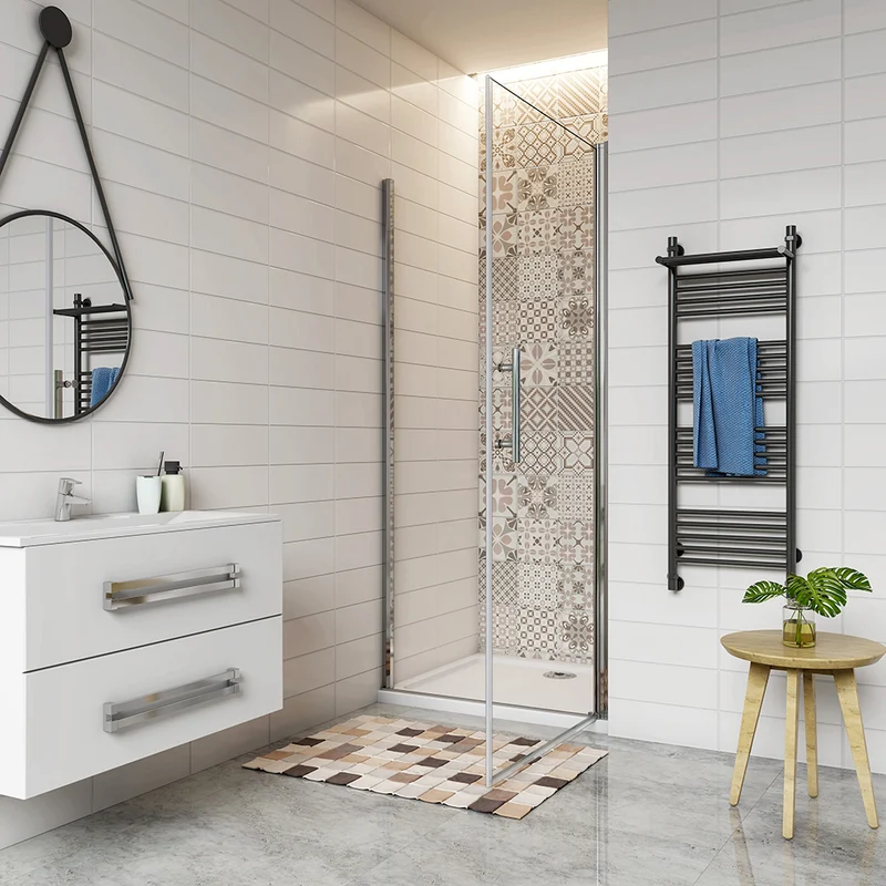 AICA porte de douche pivotante 80-100cm avec un receveur de douche
