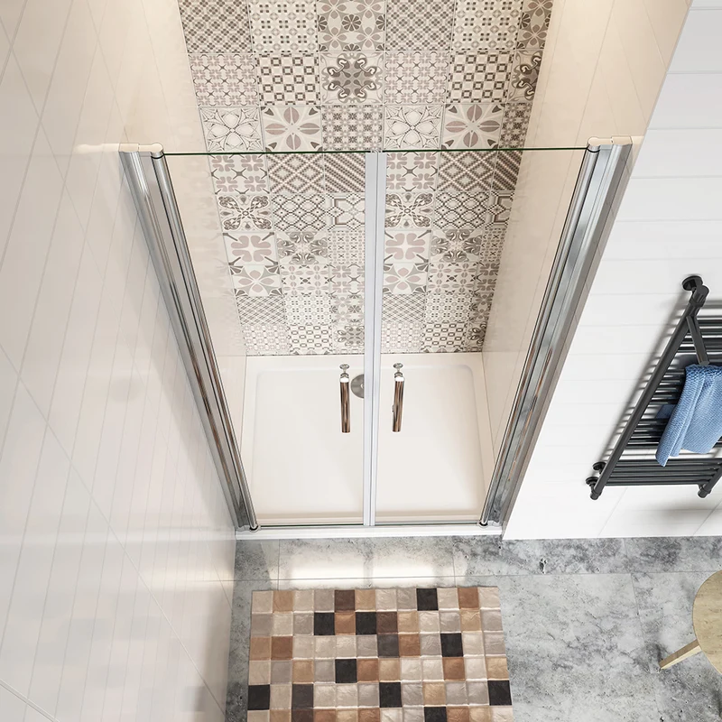 AICA porte de douche battante 80-120cm en verre anticalcaire avec un receveur de douche