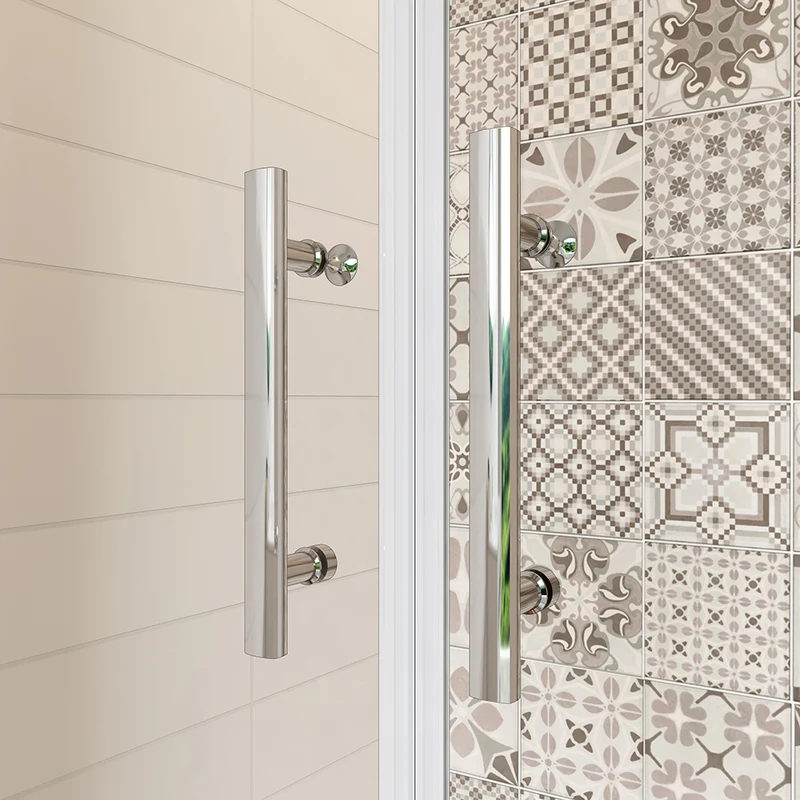 AICA porte de douche battante 80-120cm en verre anticalcaire avec un receveur de douche