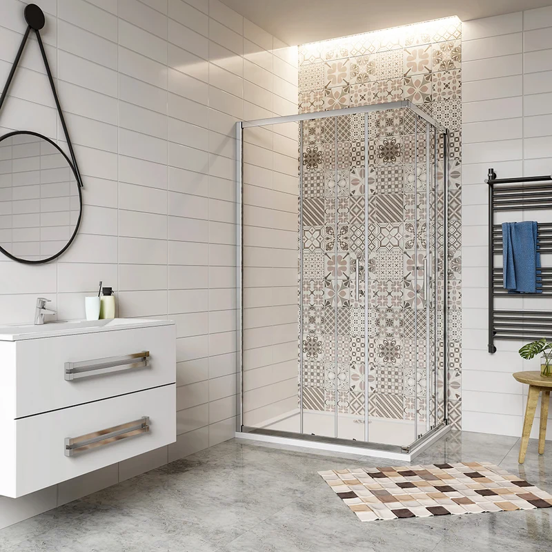 AICA cabine de douche coulissante 185 ou 195cm avec un receveur de douche