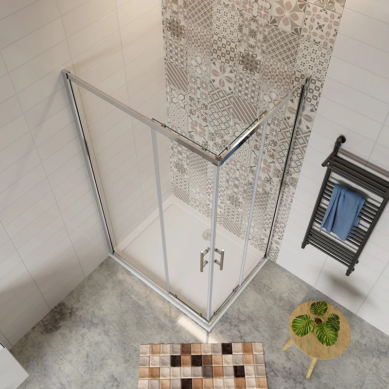 AICA cabine de douche coulissante 185 ou 195cm avec un receveur de douche