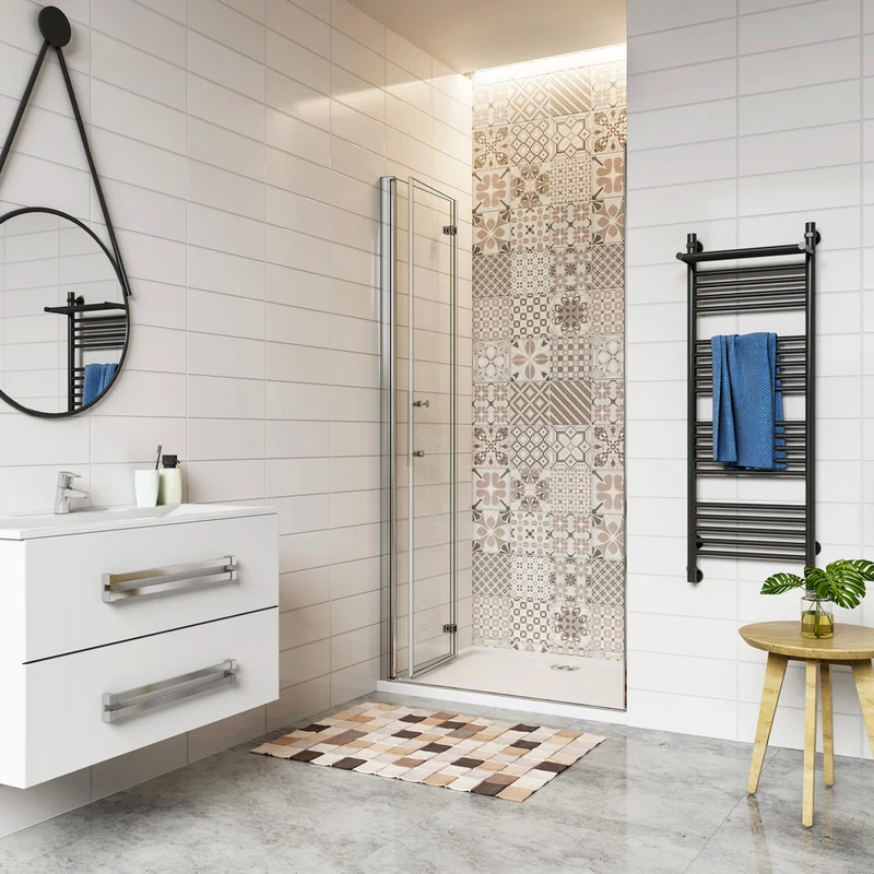 AICA porte de douche pliante 185 ou 195cm avec un receveur de douche