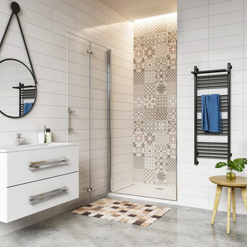 AICA porte de douche pliante 185 ou 195cm avec un receveur de douche