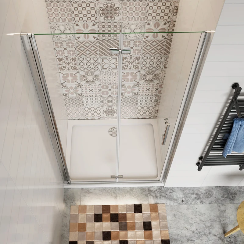 AICA porte de douche pliante 185 ou 195cm avec un receveur de douche