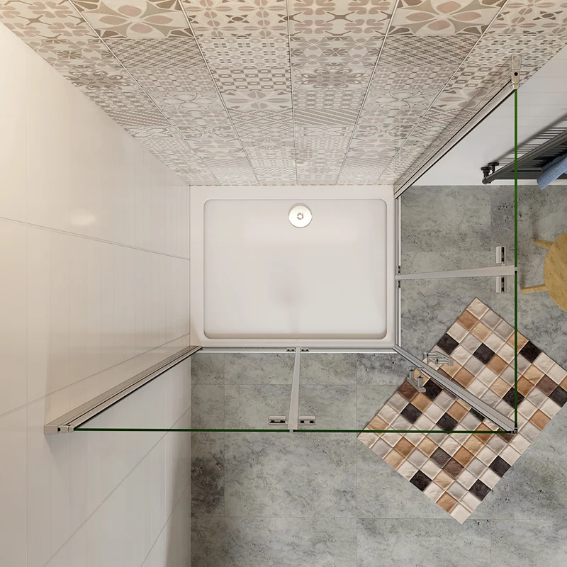 AICA cabine de douche pliante 185 ou 195cm avec un receveur de douche