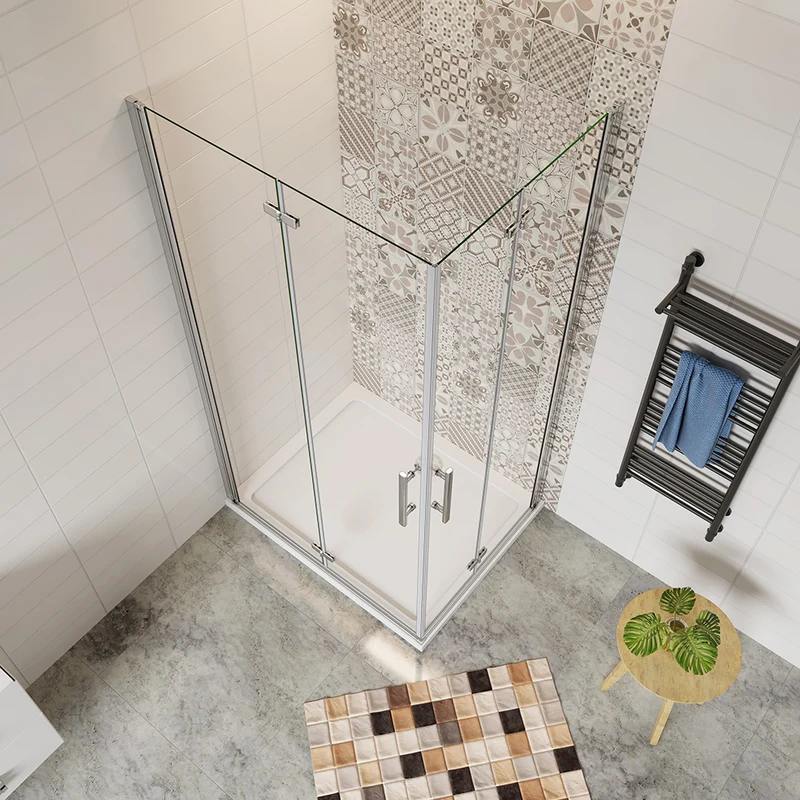 AICA cabine de douche pliante 185 ou 195cm avec un receveur de douche
