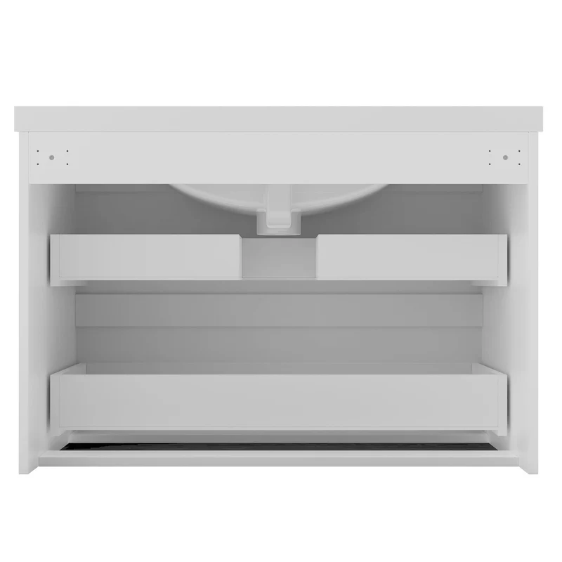 Meuble de salle de bain, Meuble de rangement avec lavabo, Meuble sous vasque suspendu, Blanc/Anthracite/Bois clair 79cm