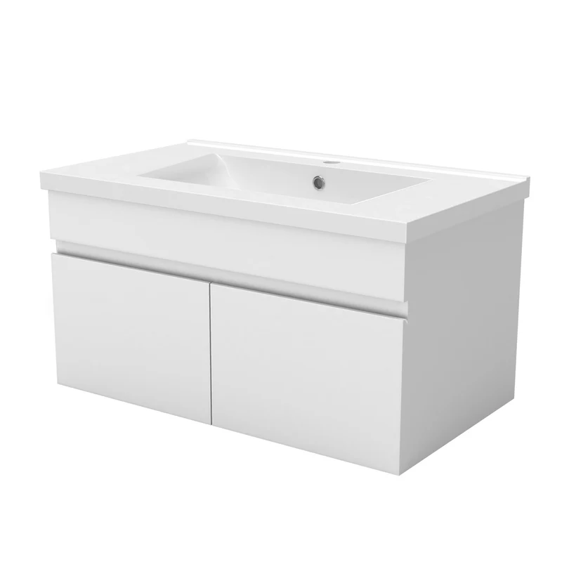 meuble de salle de bain meuble de rangement sous vasque avec lavabo 80cm à suspendre