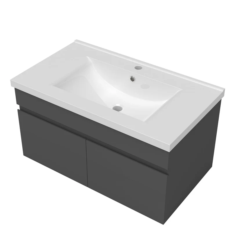 meuble de salle de bain meuble de rangement sous vasque avec lavabo 80cm à suspendre