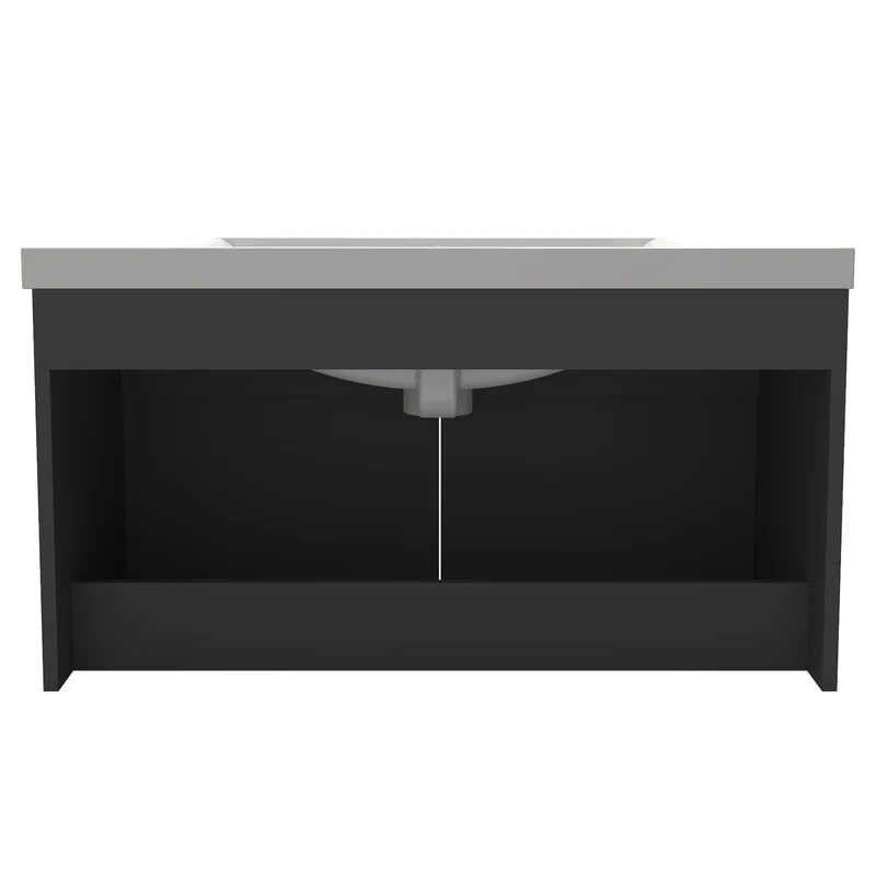 meuble de salle de bain meuble de rangement sous vasque avec lavabo 80cm à suspendre