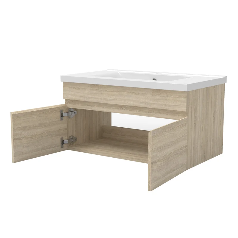 meuble de salle de bain meuble de rangement sous vasque avec lavabo 80cm à suspendre