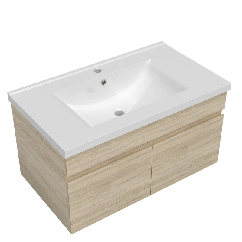 meuble de salle de bain meuble de rangement sous vasque avec lavabo 80cm à suspendre