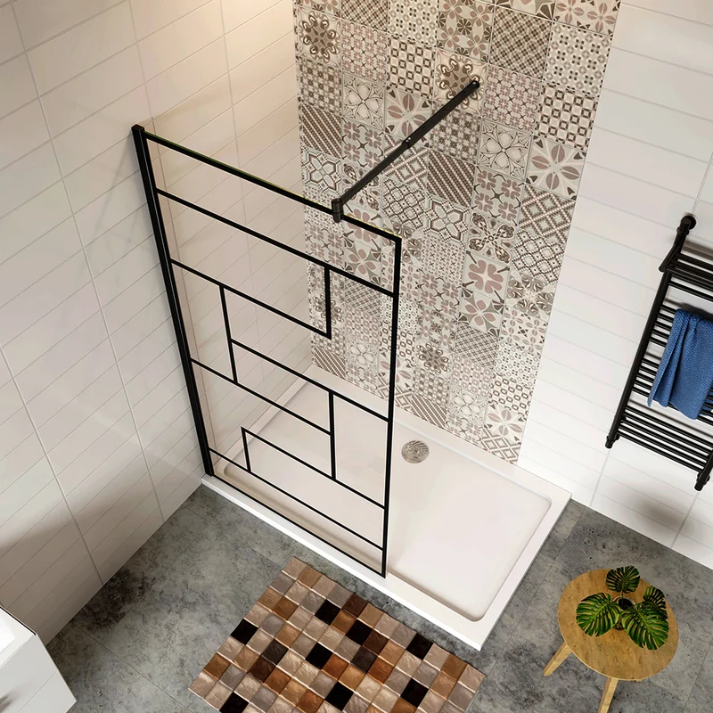 Aica paroi de douche à l'italienne 70-140x200cm 8mm verre anticalcaire avec barre de fixation extensible en cylindrique style moderne