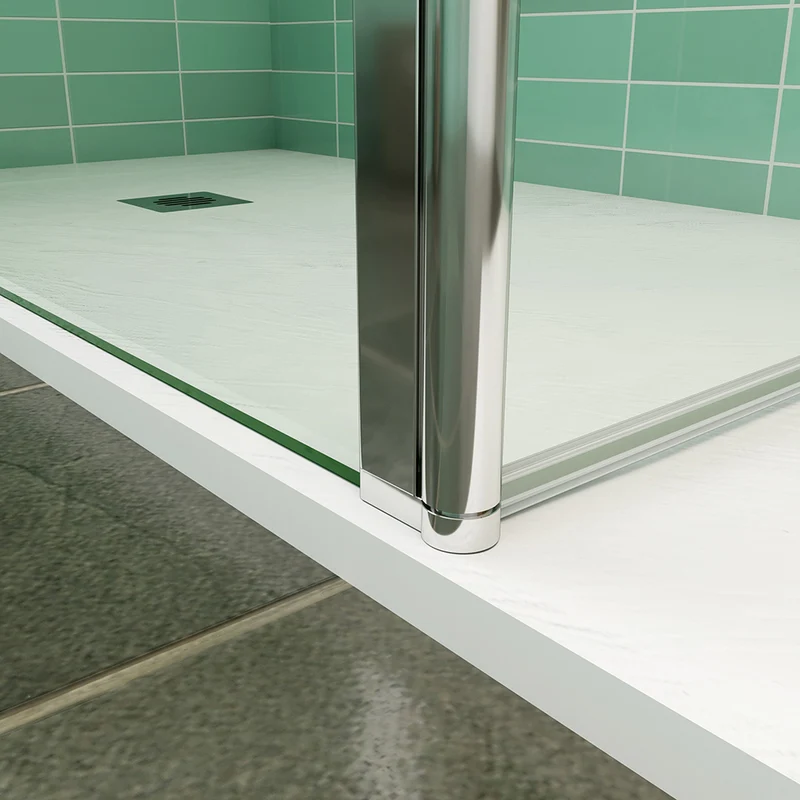 AICA paroi de douche 50-160cm avec un retour pivotant 50cm livré avec une barre de stabilisation extensible
