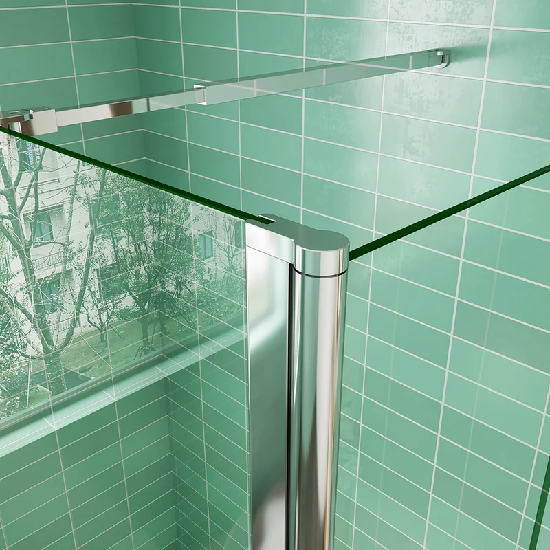 AICA paroi de douche 50-160cm avec un retour pivotant 50cm livré avec une barre de stabilisation extensible